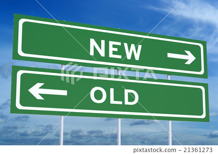 new or old concept on the road signpost 21361273