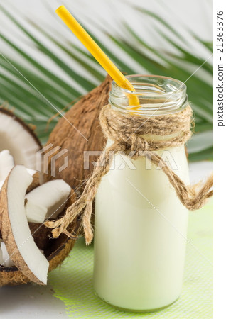 Coconut milk in a bottle Coconut milk in a bottle 21363376