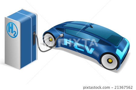 Fuel cell vehicle (FCV) and hydrogen stand image Illustration Fuel cell vehicle (FCV) and hydrogen stand image Illustration 21367562