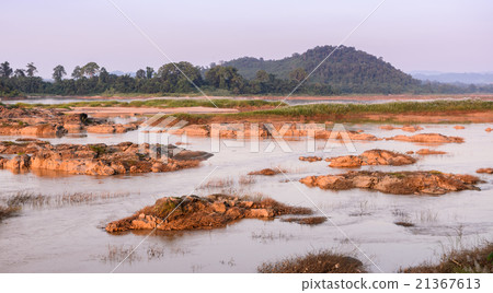 Drought Mekong river in summer season, Thailand Drought Mekong river in summer season, Thailand 21367613