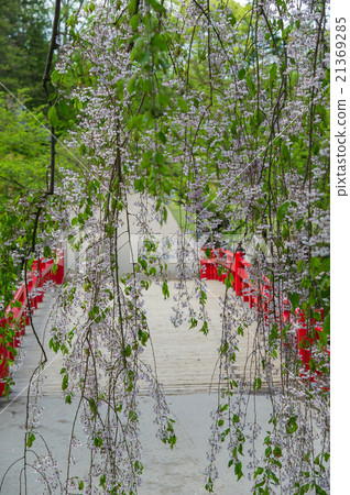 Bridge of red shrimp and red railings Bridge of red shrimp and red railings 21369285