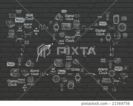 Black Brick texture with Hand Drawing Time Icons Black Brick texture with Hand Drawing Time Icons 21369756