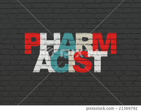 Health concept: Pharmacist on wall background 21369792