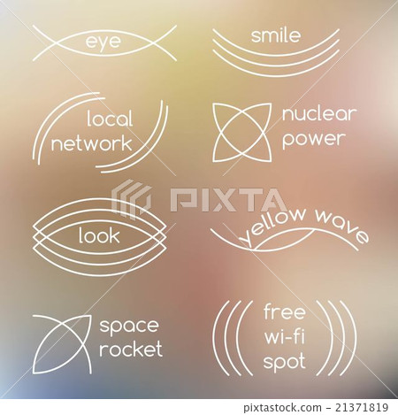 Set of abstract logos on blurred background 21371819