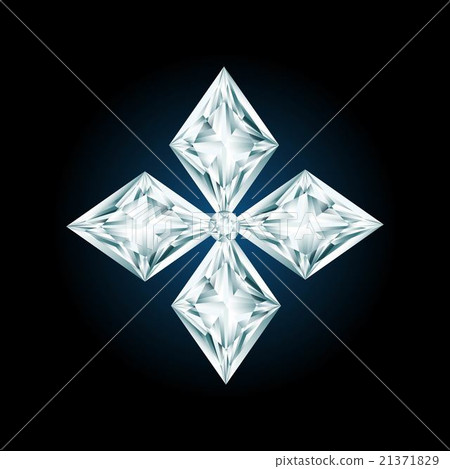 Diamond cross sign on black background 21371829