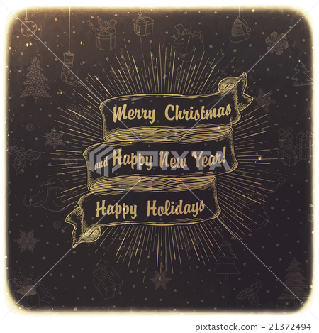 Vintage Merry Christmas Card Design - Stock Illustration [21372494] - PIXTA