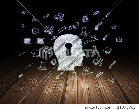 Head With Keyhole in grunge dark room 21373762