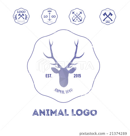 Polygonal hipster logo with heads of deer 21374289