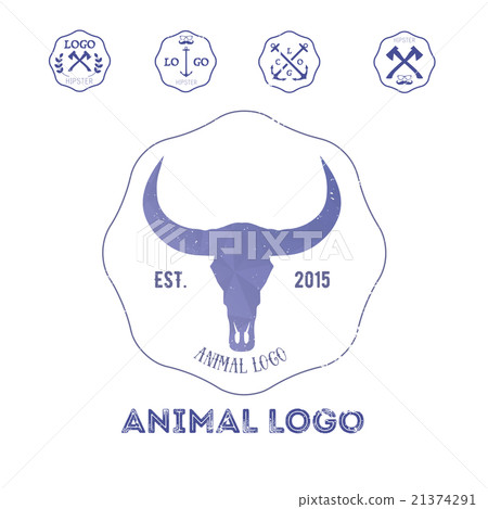 Polygonal hipster logo with heads of deer Polygonal hipster logo with heads of deer 21374291