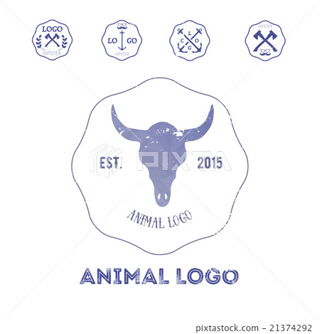 Polygonal hipster logo with heads of deer 21374292