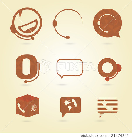 Polygonal icons for call center or hotline 21374295
