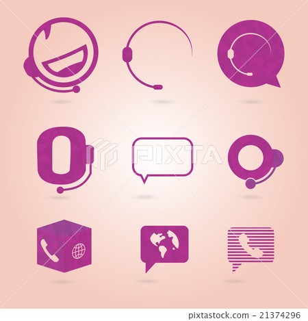 Polygonal icons for call center or hotline 21374296