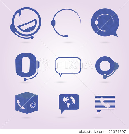 Polygonal icons for call center or hotline 21374297