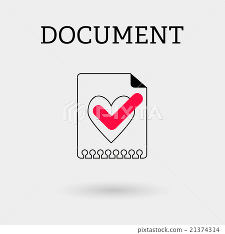 Document with tick and heart. Outline style. Document with tick and heart. Outline style. 21374314
