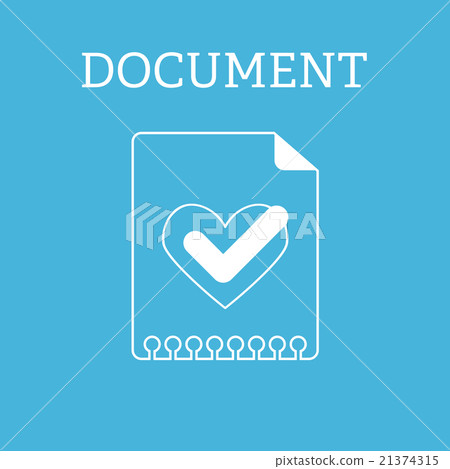 Sheet of paper with tick in the heart. 21374315