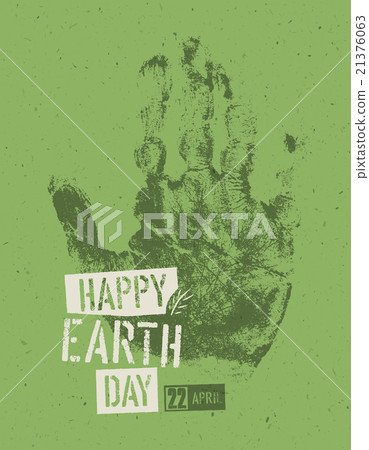 Happy Earth Day Poster. Symbolic hand-print 21376063