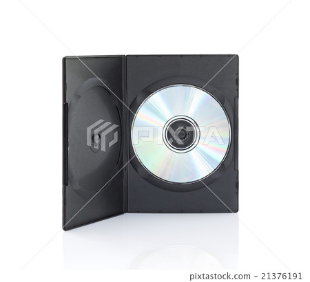 DVD box with disc on white background 21376191