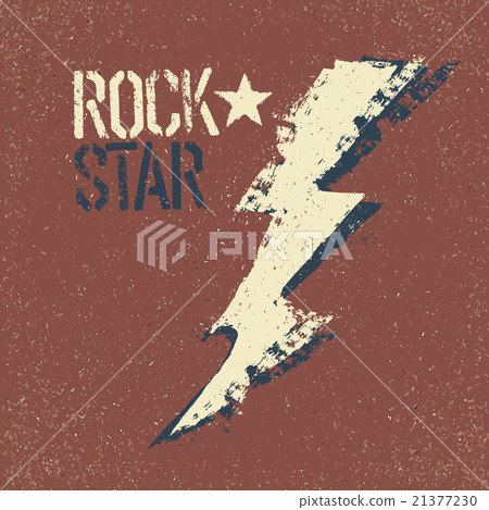 Rockstar. Grunge lettering with thunderbolt symbol 21377230