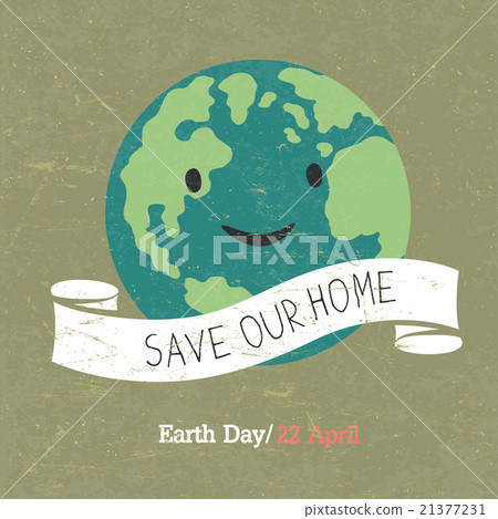 Vintage Earth Day Poster. Cartoon Earth 21377231