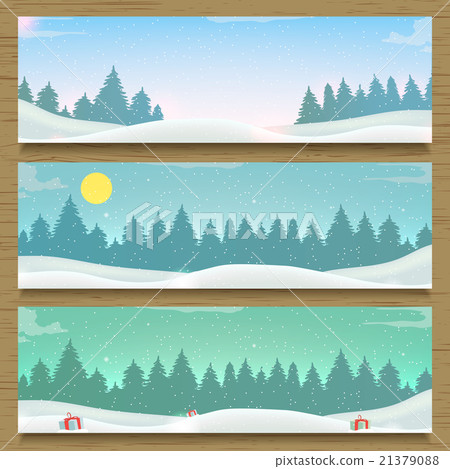 Three winter landscape banners. Winter backround. 21379088