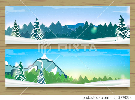 Banners with Winter Landscape and Snow Mountains. Banners with Winter Landscape and Snow Mountains. 21379092