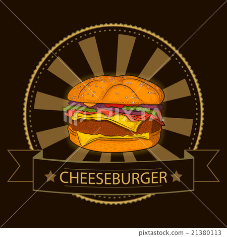 Burger with vintage badge for advertising. Burger with vintage badge for advertising. 21380113