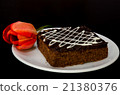 chocolate cake and red tulip 21380376