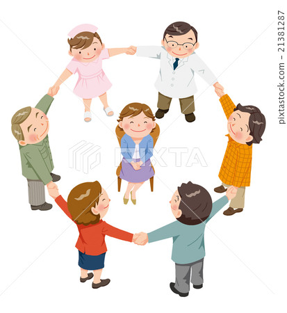 People surrounding women 21381287