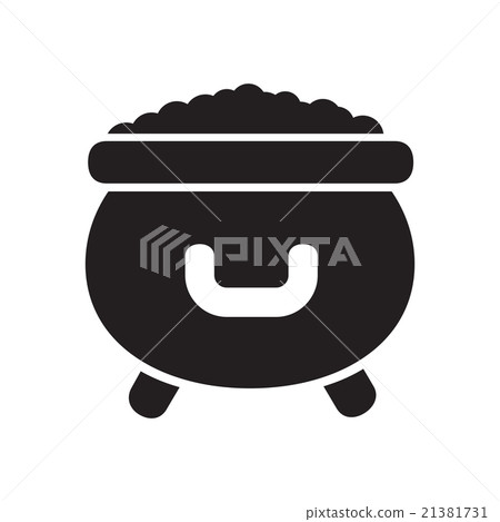 Flat icon in black and white pot of gold Flat icon in black and white pot of gold 21381731