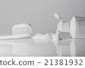 Toothbrush and Toothpaste with high key photograph 21381932