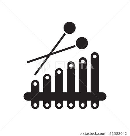 Flat icon in black and white xylophone 21382042