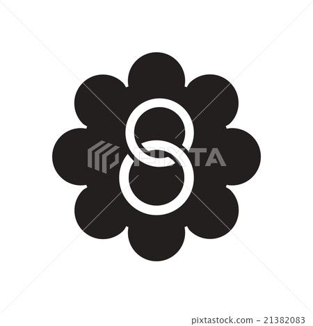 Flat icon in black and white flower Flat icon in black and white flower 21382083