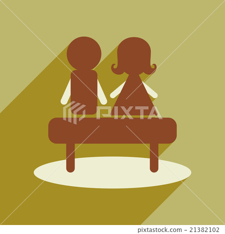Flat web icon with long shadow man woman bench - Stock Illustration ...