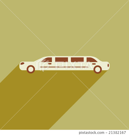 Flat web icon with long shadow limousine Flat web icon with long shadow limousine 21382167