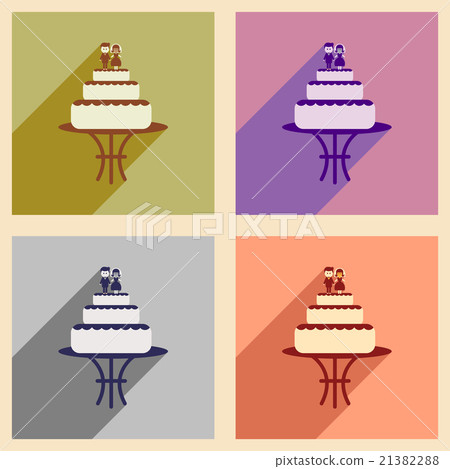 Set of flat web icons with long shadow wedding 21382288
