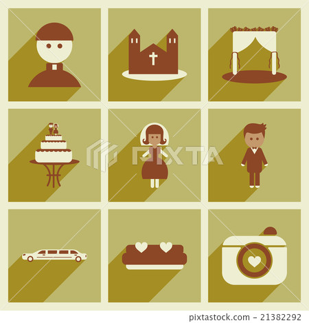 Set of flat web icons with long shadow wedding - Stock Illustration ...