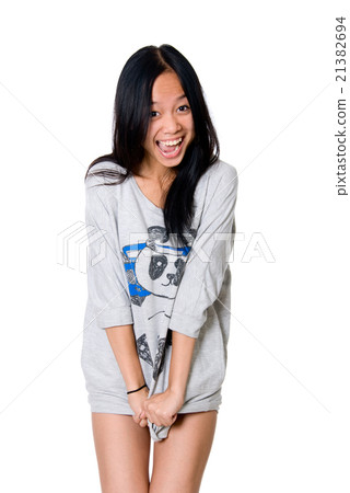 Emotional cheerful girl.  21382694