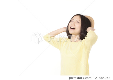 Young lady of straw hat Young lady of straw hat 21383032