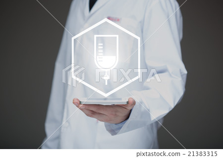 Doctor working on a virtual screen. medical 21383315