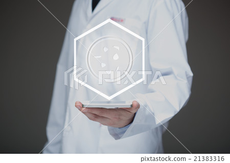 Doctor working on a virtual screen. medical Doctor working on a virtual screen. medical 21383316