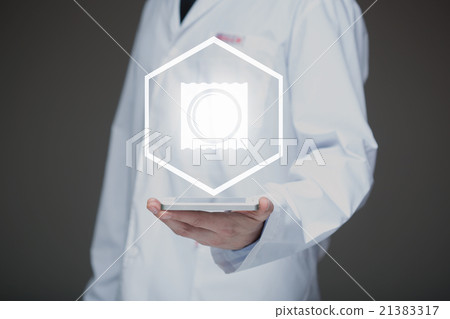 Doctor working on a virtual screen. medical 21383317