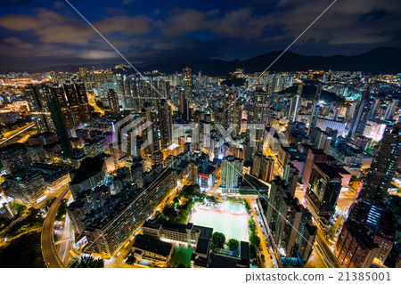 Scenery where Hong Kong skyscraper stands Evening landscape / night view Scenery where Hong Kong skyscraper stands Evening landscape / night view 21385001