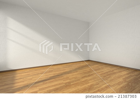 Empty room with parquet floor and white walls Empty room with parquet floor and white walls 21387303