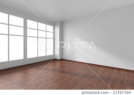 Empty room with dark wooden parquet floor Empty room with dark wooden parquet floor 21387304