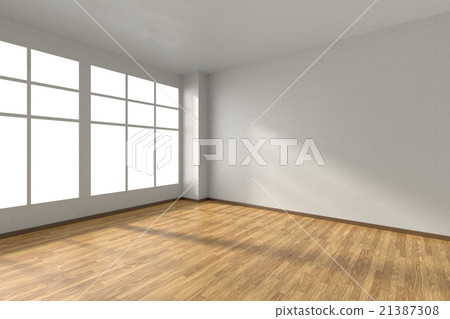 Empty room with wooden parquet floor white walls Empty room with wooden parquet floor white walls 21387308