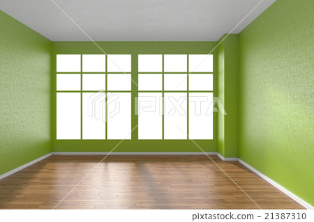 Empty room with parquet floor green walls Empty room with parquet floor green walls 21387310