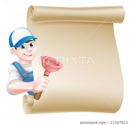Cartoon Plunger Plumber 21387613