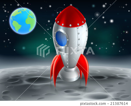 Cartoon Rocket on the Moon Cartoon Rocket on the Moon 21387614