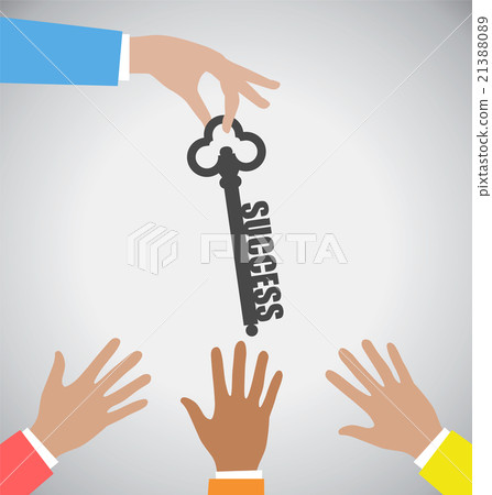 Businessman Giving Key to Success to Many Hand Businessman Giving Key to Success to Many Hand 21388089