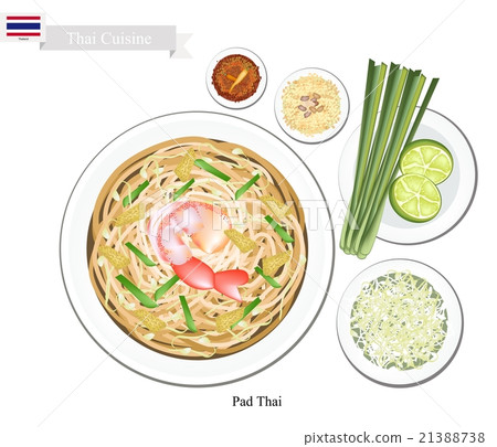 Pad Thai or Thai Stir Fried Noodles with Shrimps 21388738